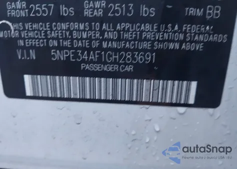 2016 Hyundai Sonata Limited из США, поврежденный, VIN 5NPE34AF1GH283691